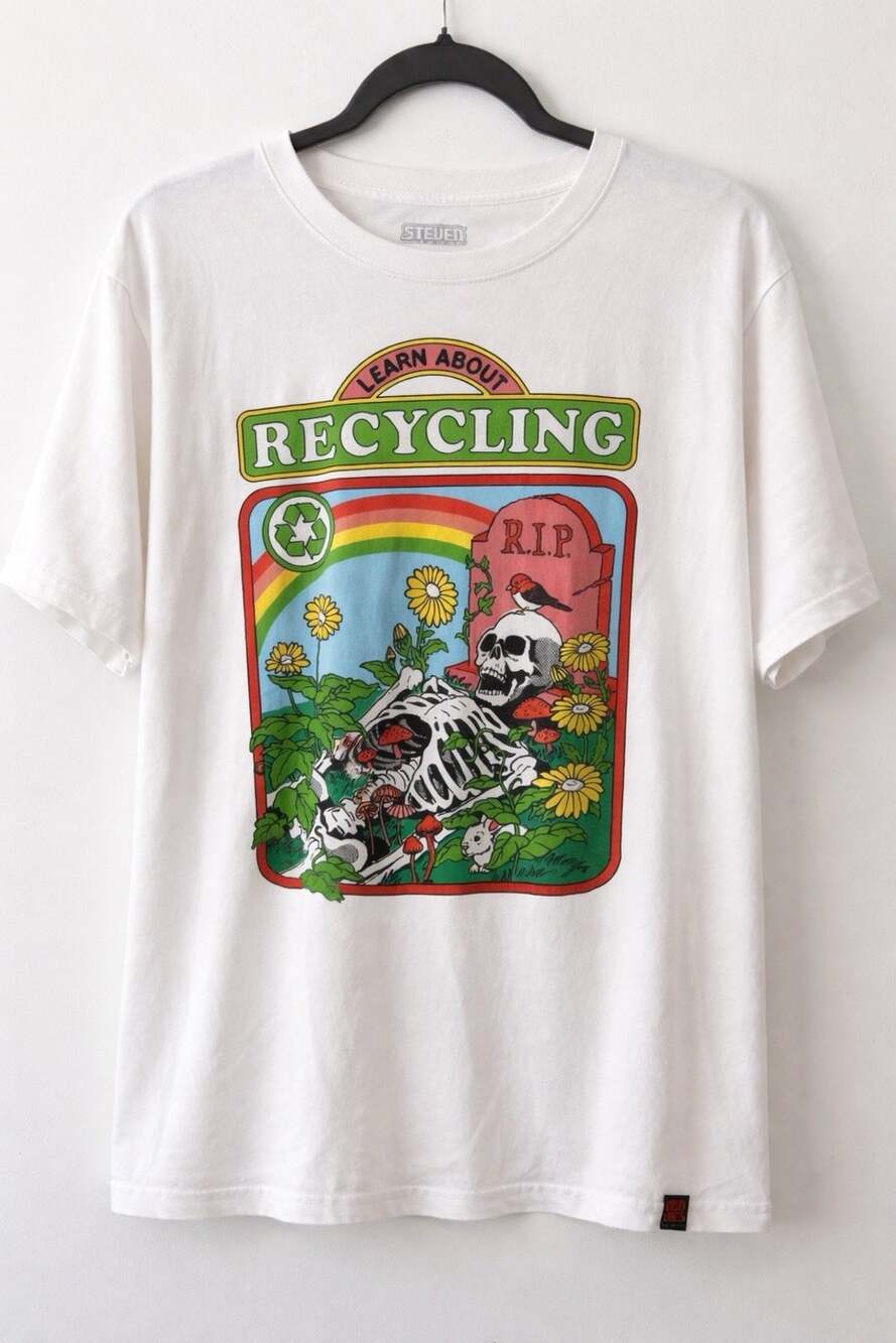 Stephen Rhodes Recycling Skeleton Graphic Tee, Single Stitch- XL